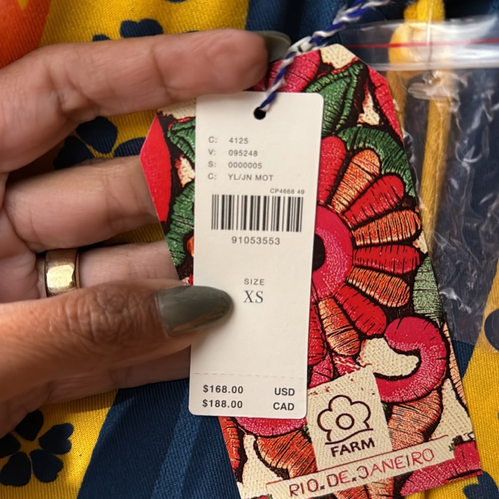 NWT Farm Rio x Anthropologie Tie-Neck Layered Romper XS - Picture 7 of 7
